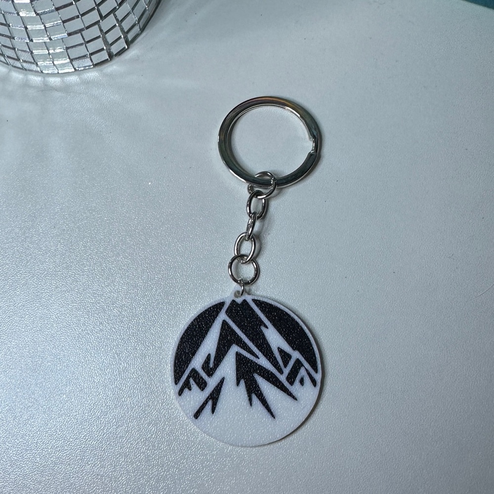 Black and White Geometric Mountain Keychain